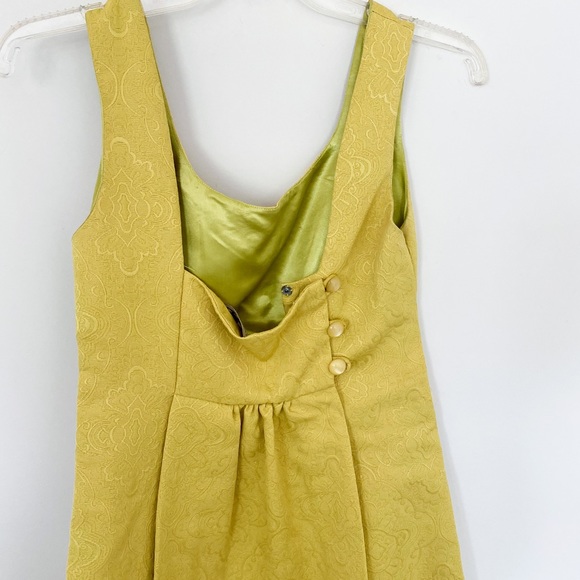 Anthro Rain In Spain Chartreuse Shift Dress 8 - Picture 13 of 16